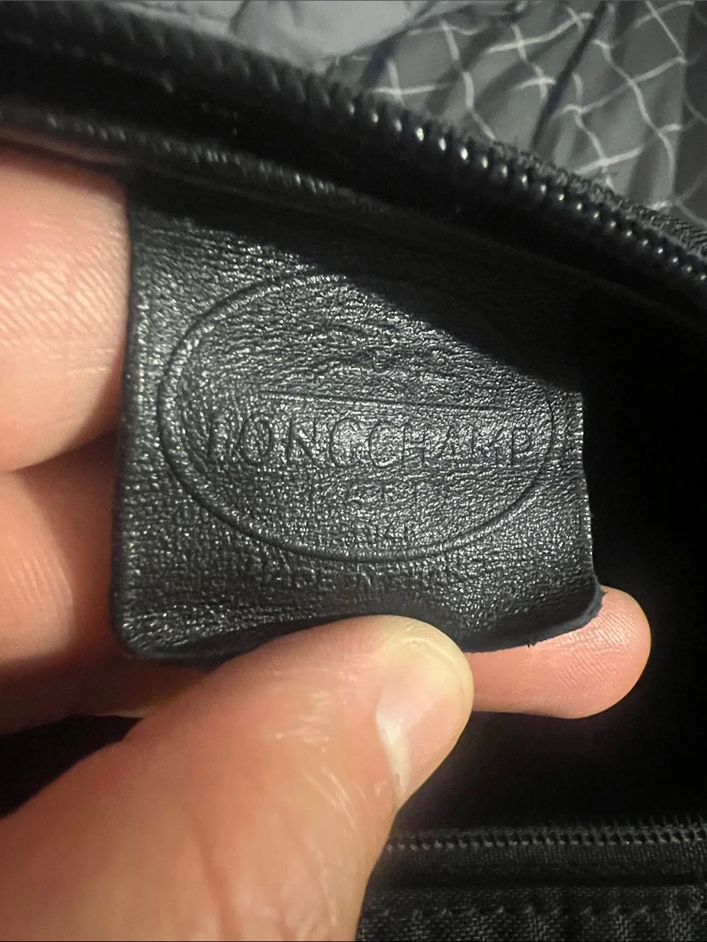 Longchamp Black Messenger Bag with Tan Trim